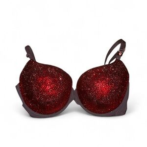 Luxe Crystal Rhinestone Classic Garnet Ruby Red Glam Bling Bra Top All Sizes New